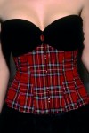 お買得コルセットです♪'Little Miss Mischief !' 赤のタータンOverBust Corset[V1114-Red Tartan]