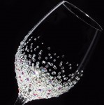 【白ワイングラス　バブルシャワー】結婚祝い・誕生日・プレゼント・スワロフスキー・デコグラス